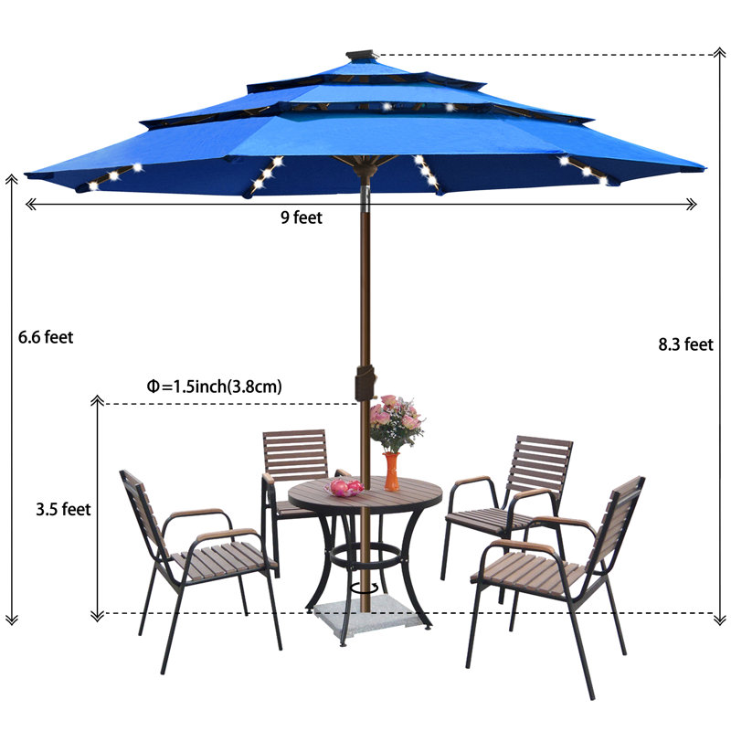 Parasol de marché lumineux 9 pi, Bleu