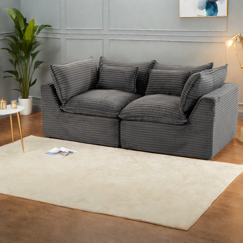 Canapé modulaire spacieux en velours côtelé 74,8 pouces pour la maison
