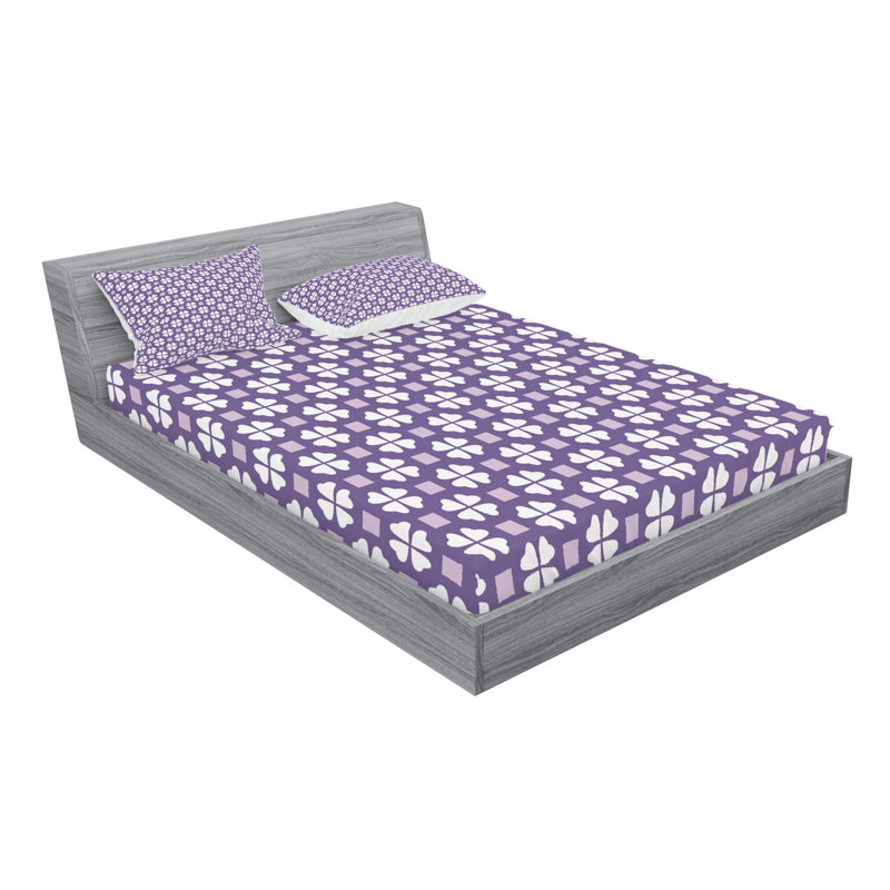 Microfiber Geometric Sheet Set, Queen Sheet Set + Fitted Sheet + 2 Pillowcases