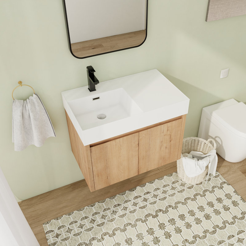 Ensemble de meuble-lavabo simple 29,57 po avec plateau en résine Addax, Blanc