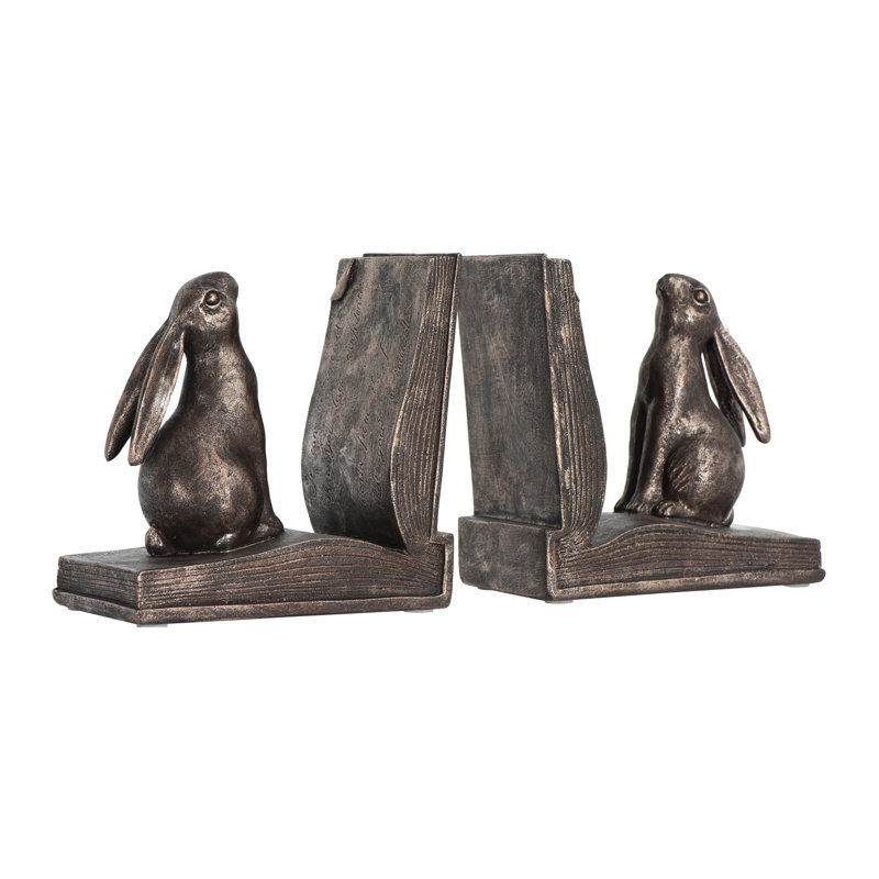Lethe Decorative Rustic Resin Rabbit on Book Bookends