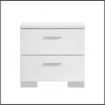 Table de chevet 2 tiroirs au fini blanc ultrabrillant
