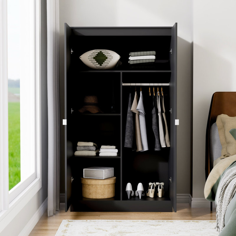 2 Doors Wardrobe Bw201, Black