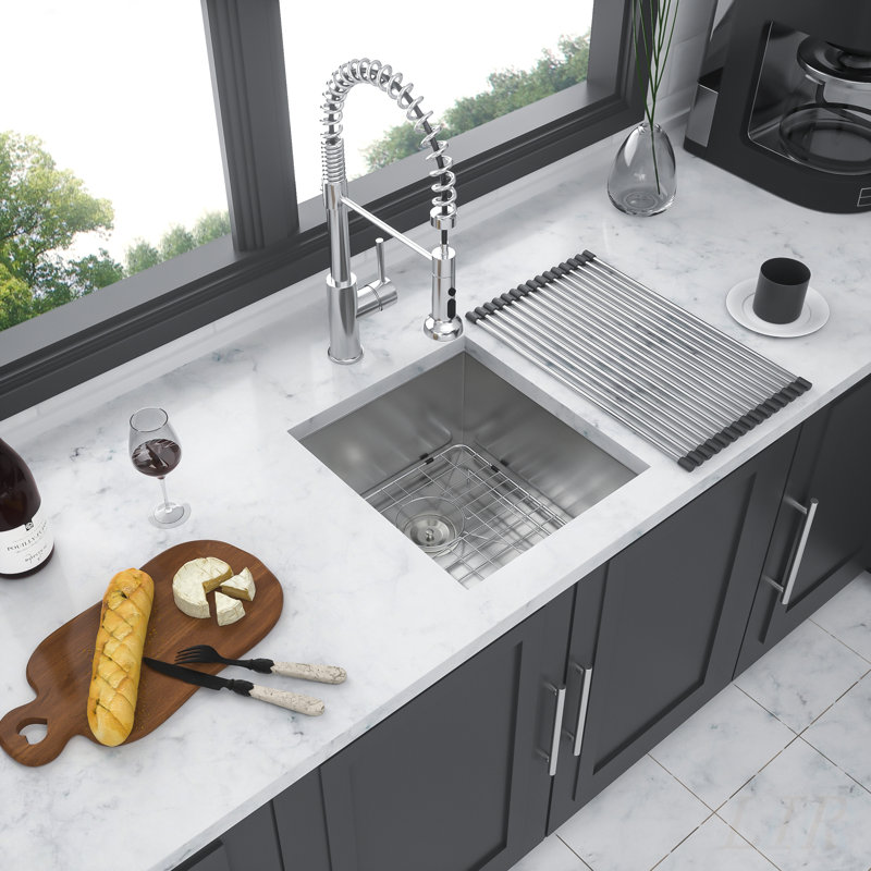 13 Inch Undermount Stainless Steel Kitchen Sink, 16 Gauge, 9 Inch Deep Single Bowl for Durable and Quiet Performance