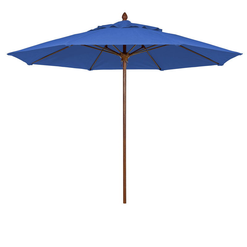 Parasol de marché 8 pi Prestige, Bleu pacifique, Teck