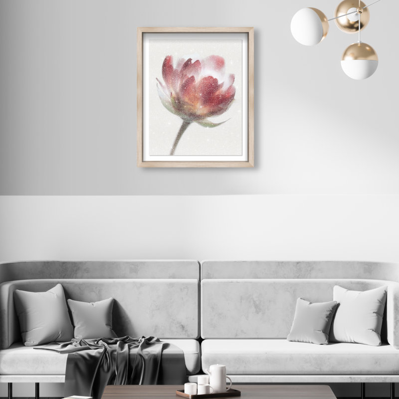 Crimson Core II Shadowbox Abstract Print by Oliver Gal, Black Frame, 16 x 20, 17.5"H x 21.5"W, Natural Oak Shadowbox