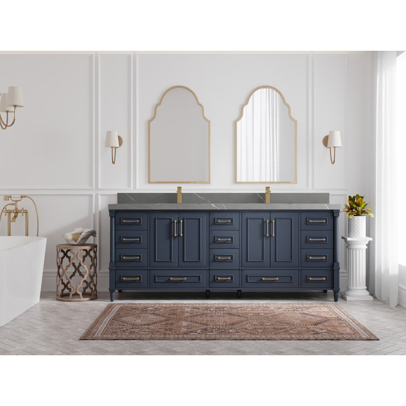 Aberdeen Bathroom Vanity, Piatra Gray, Hale Navy Blue