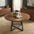 47" Round Extendable Dining Table with Storage, Walnut Finish, Metal Frame, Seats 4-8