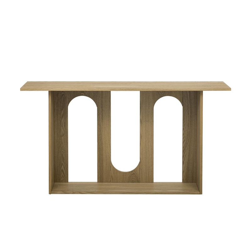 Modern Sleek Design Wooden Console Table With Lower Shelf, Natural