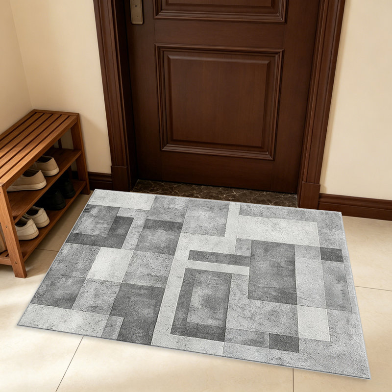 Modern Abstract Geometric Grey carpet-easy to clean, machine-washable, soft and comfortable; suitable for door mats, kitchens, living rooms, bedrooms, corridors, and laundry areas. Easy to clean, durable carpet for home decoration.