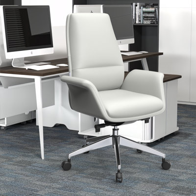 Jaquoya Leather Executive Office & Conference Chair – Ergonomic Swivel Desk Chair with Lumbar Support, Adjustable Height, Tilt, and Aluminum Frame