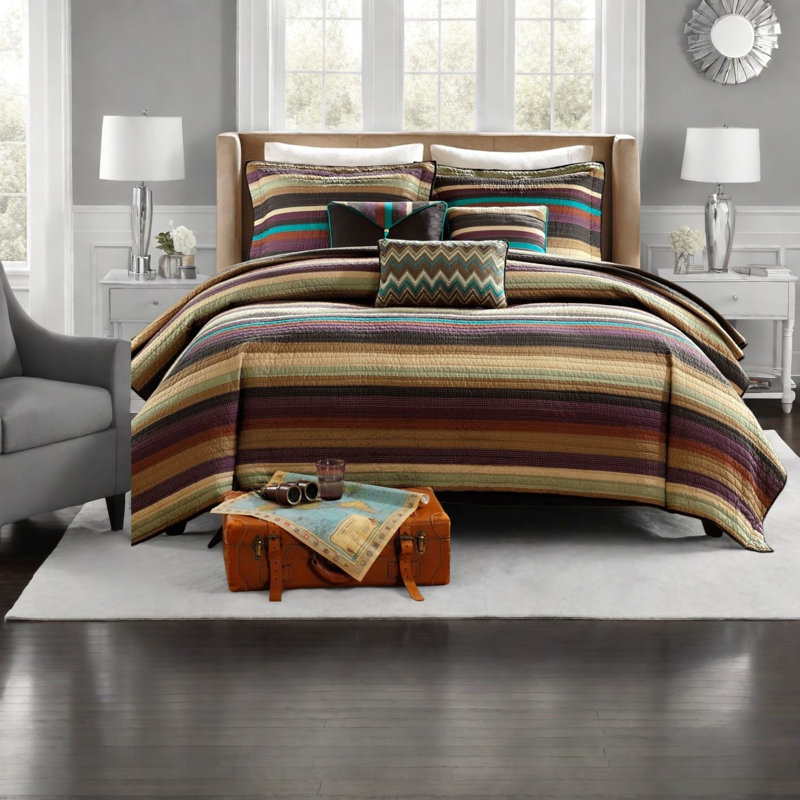 Ensemble de literie réversible en coton rembourré simple TG, maison moderne rustique