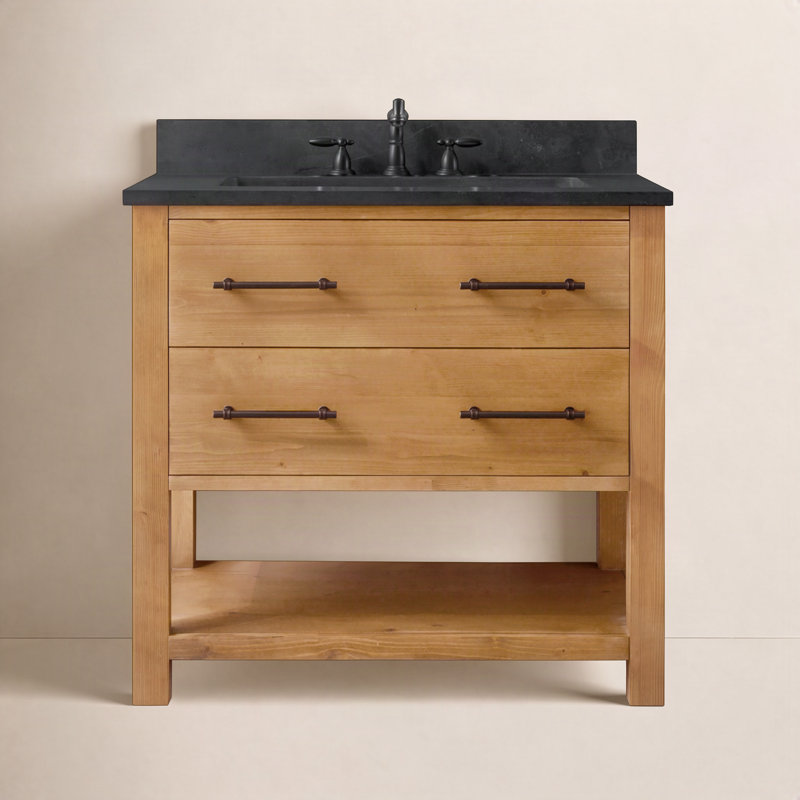 Winsor Keri 36" Single Bathroom Vanity, Natural/Antique Black