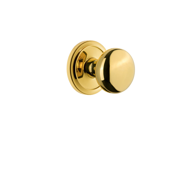 Grandeur Circulaire Rosette Privacy with Fifth Avenue Door Knob, Polished Brass, 2 3/8"