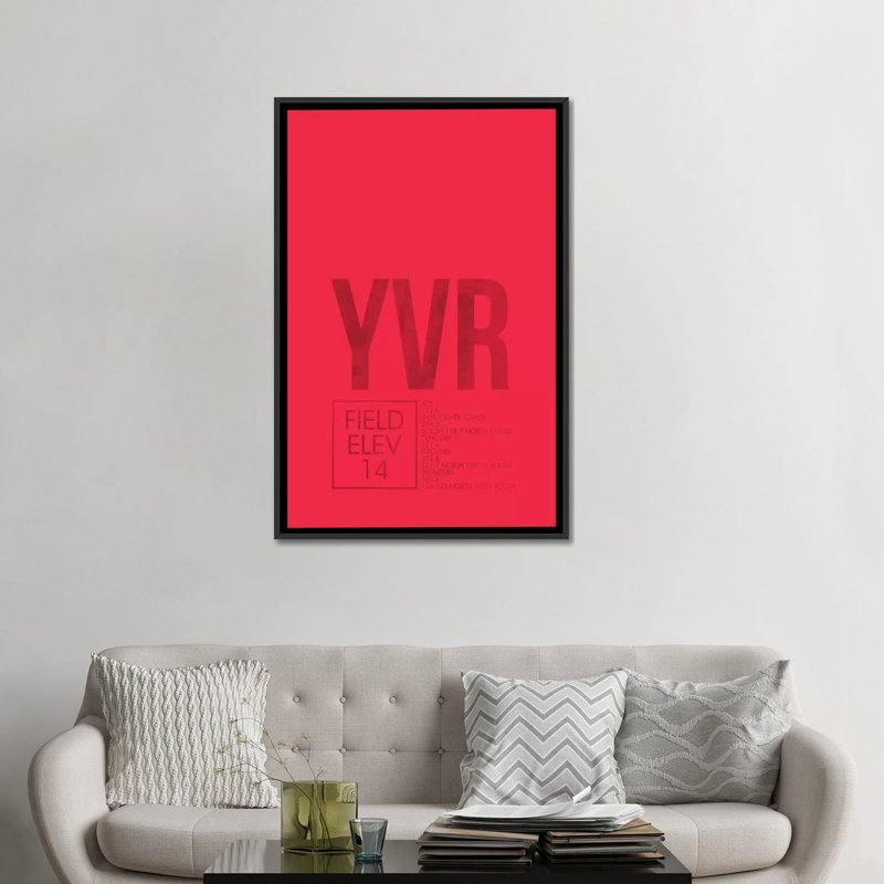 Art textuel sur toile "Vancouver", H 26 po x l 18 po x P 1,5 po, Toile encadrée noire, Pas de tapis
