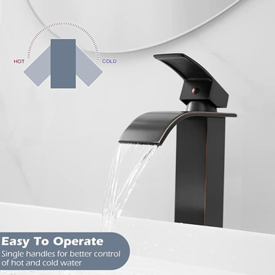 Tall Waterfall Basin Mixer Tap, Bathroom Sink Tap (Black)