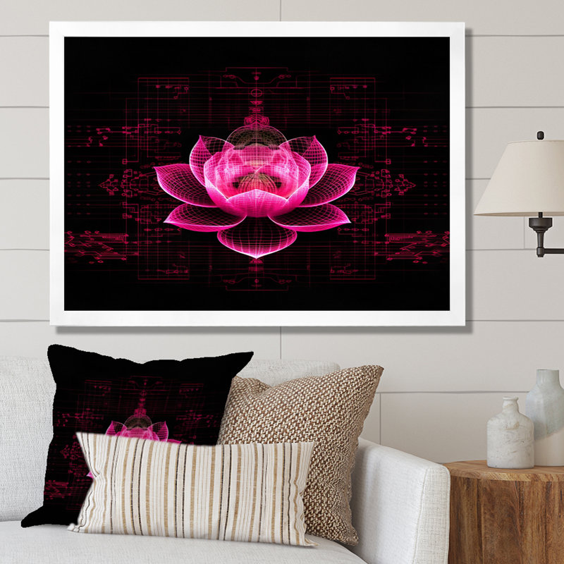 Lumière provenant du lotus rose I, H 30 po x l 40 po x P 1,5 po, Cadre simple blanc