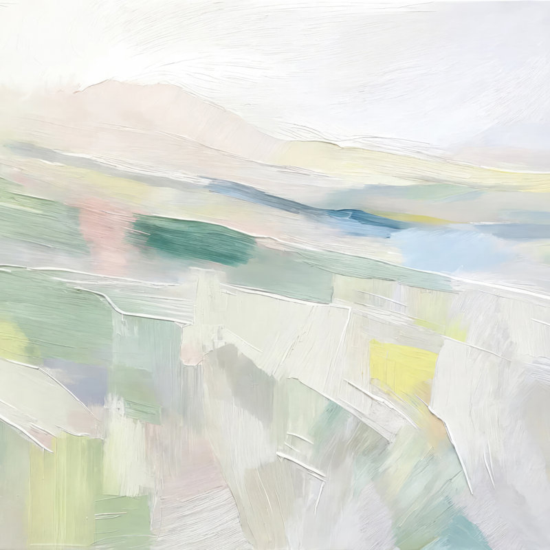 Abstrait-paysage-5, estampe numérique sur toile tendue avec châssis, H 15 po x l 15 po