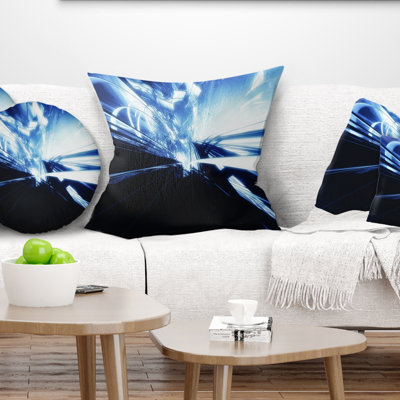 Art abstrait 3D bleu noir - coussin imprimé abstrait
