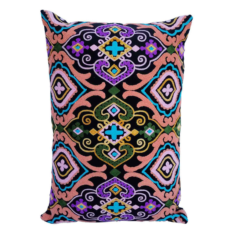 Nero Floral Rectangular Lumbar Cushion Decorative Cushion With Filling