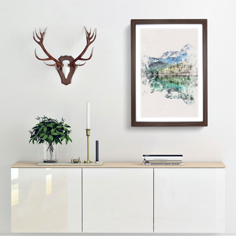 Lake Tovel in Trentino Italy - Picture Frame Painting Print, Walnut Framed, 63cm H x 45cm W x 2cm D