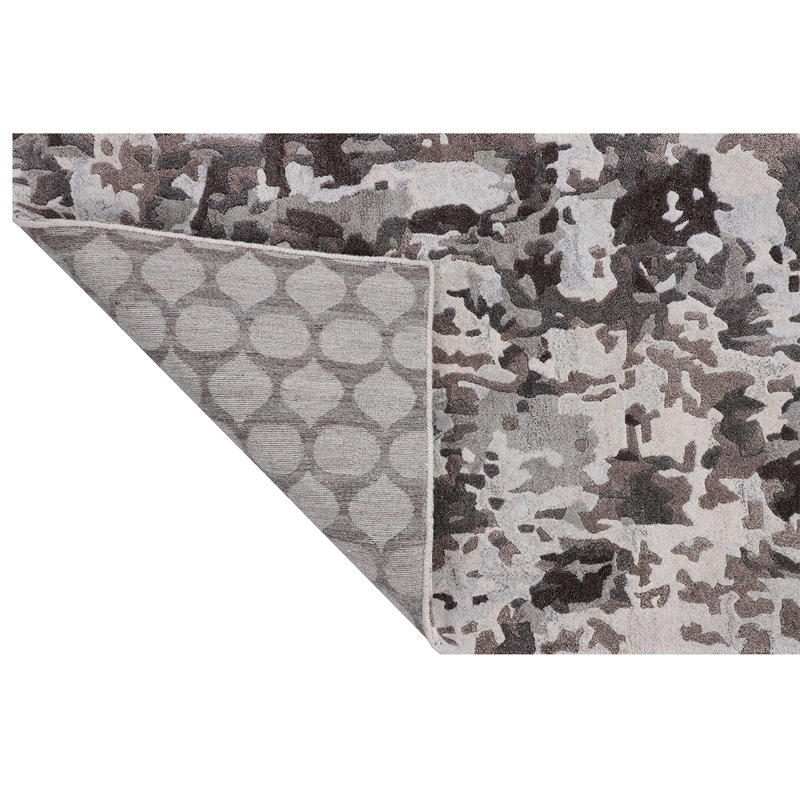 Hand Woven Wool Abstract Area Rug, Rectangle 3' x 5'