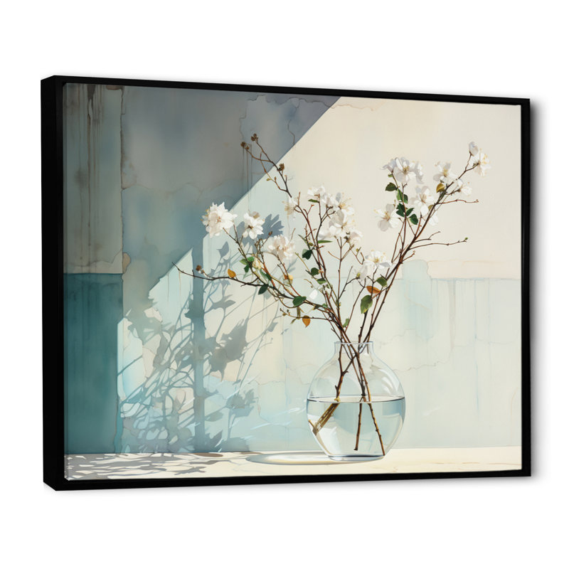 Reflections and Simplicity Vase I sur toile, H 16 po x l 32 po x P 1 po, Cadre flottant noir