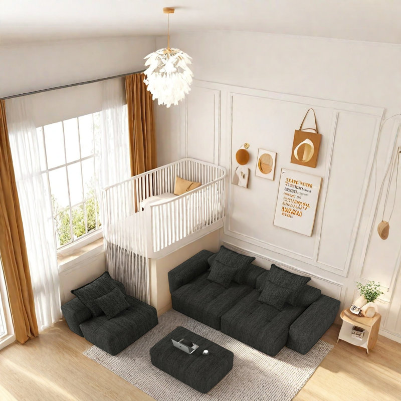 Canapé modulaire surdimensionné en chenille Boneless, Chenille noir