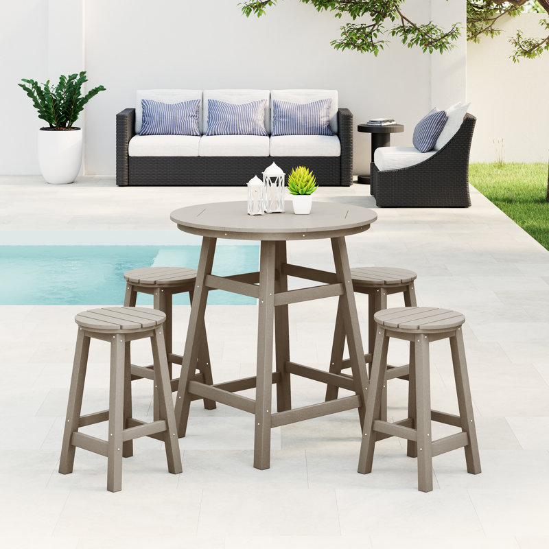 Laguna 5-Piece Round Counter Set, Light Brown