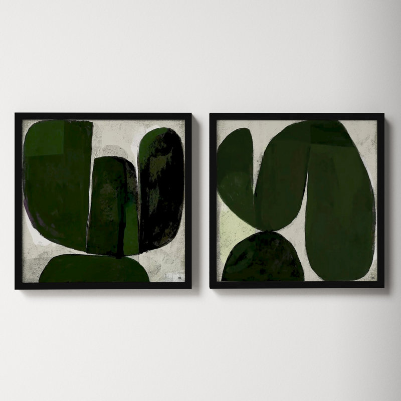 Succulent Set Of 2 by StudioM, Black, 16" H x 16" W x 1.25" D