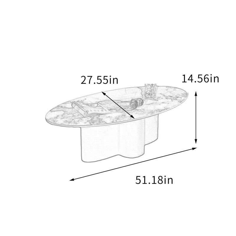 Table basse simple de salon moderne simple, H 14,56 po x L 51,18 po x l 27,55 po, White/Taupe/Black