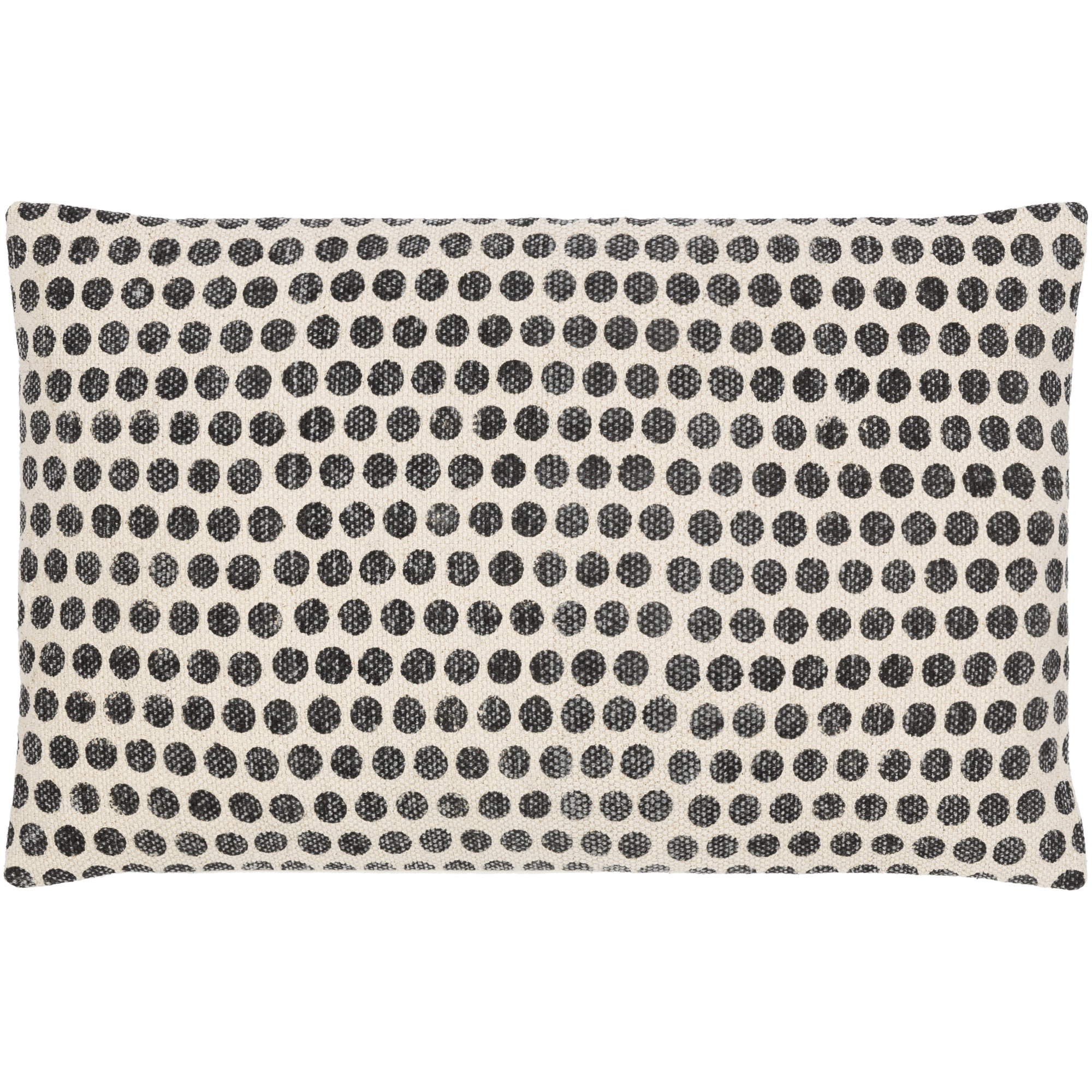 Zetta Polka Dots Cotton Throw Pillow, Light Beige/Black, Down