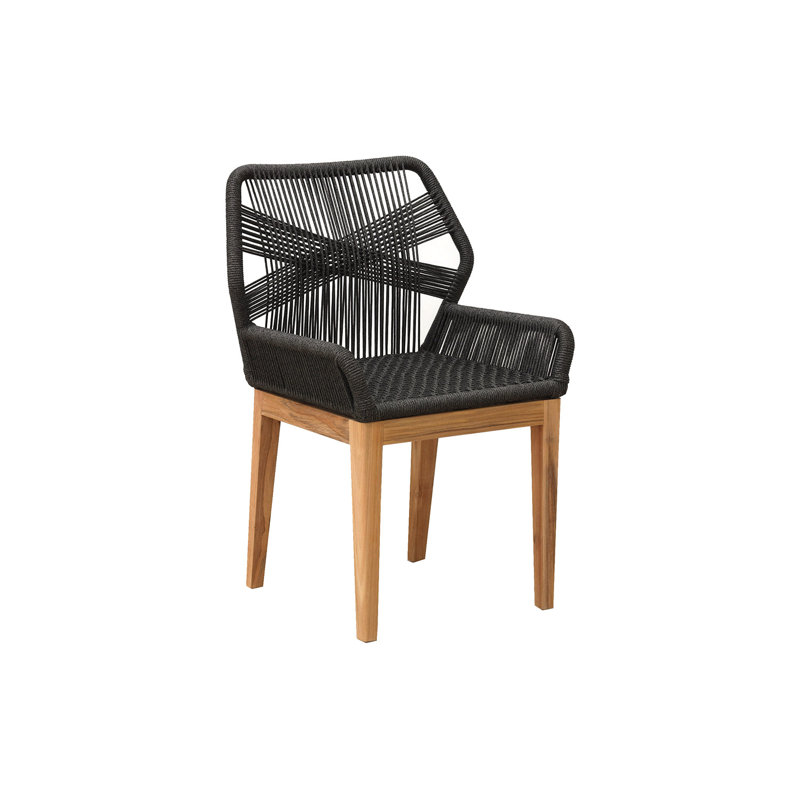 Beverly Outdoor Teak Dining Armchair, Black
