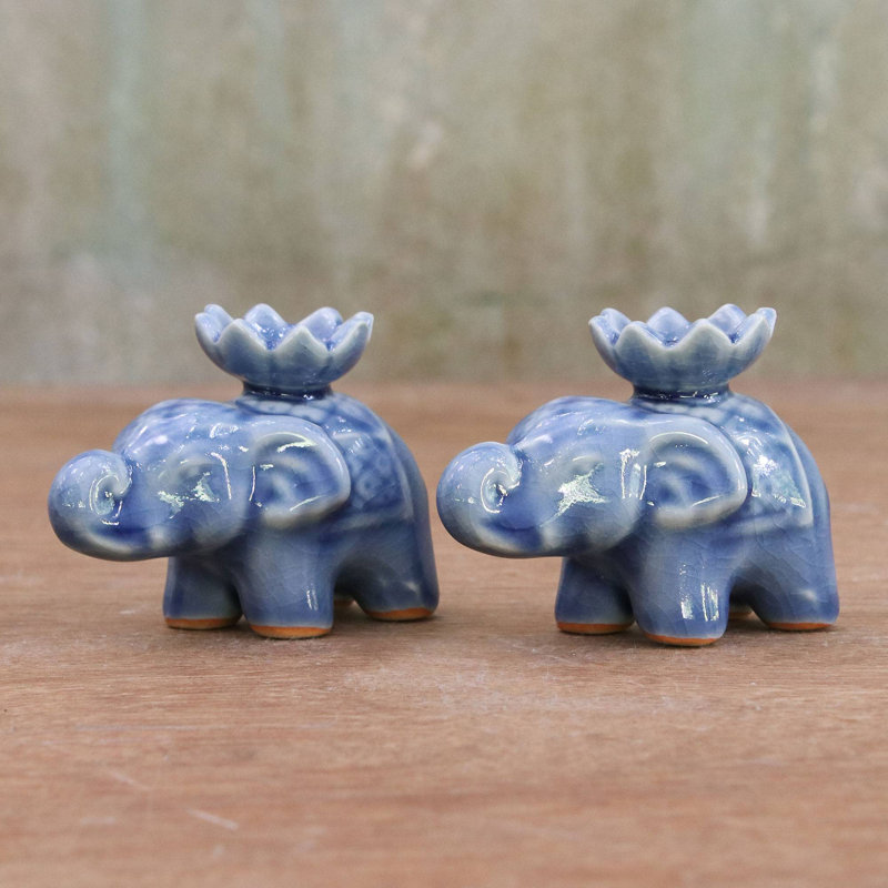 Petite candélabre en céramique lotus éléphant