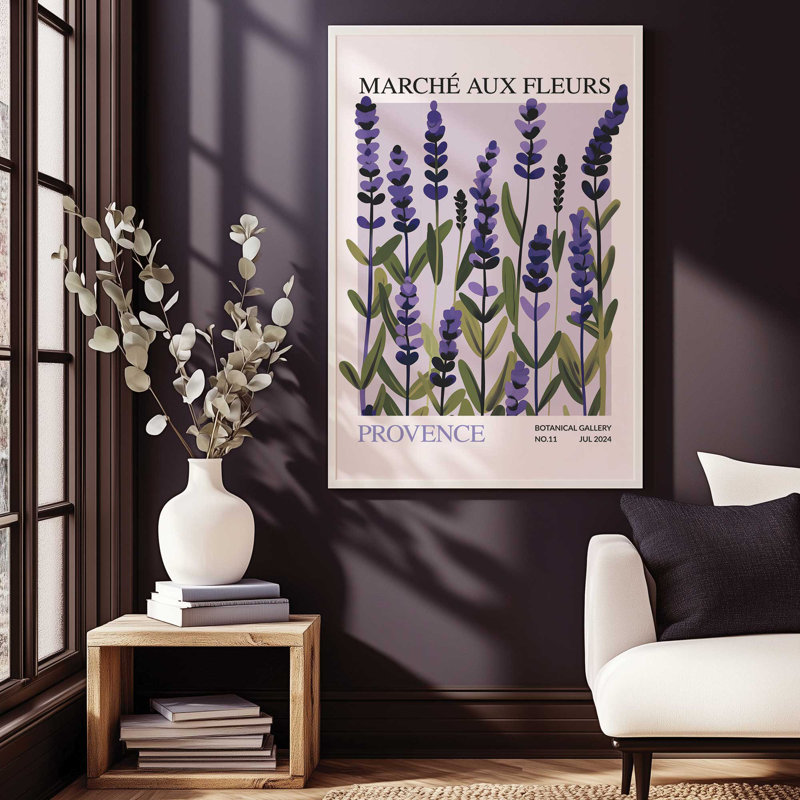 Imprimé du marché aux fleurs de Provence, Reproduction encadrée sans passe-partout, Or brossé