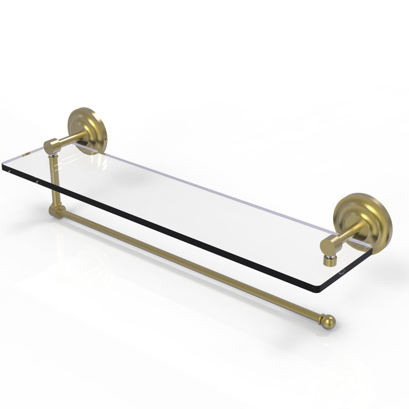 Meira Bracket Shelf with Towel Bar, Satin Brass, 5" H x 16" W x 5" D