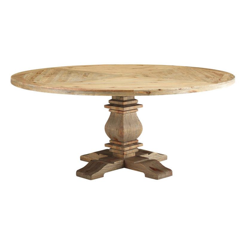 Rustic Farmhouse 71" Reclaimed Pine Wood Round Dining Table