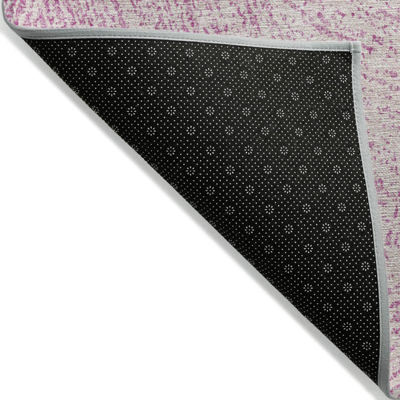 Pink Rectangular Washable Synthetic Indoor/Outdoor Rug