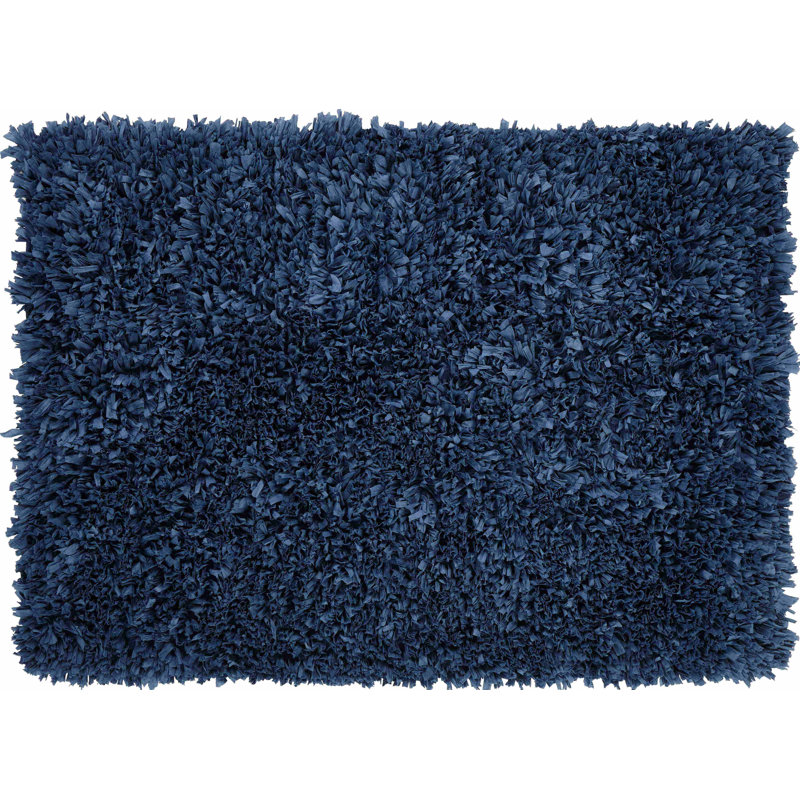 Tapis de zone marine de coton fait main poils longs Zalewski, 7 pi 3 po x 9 pi 3 po