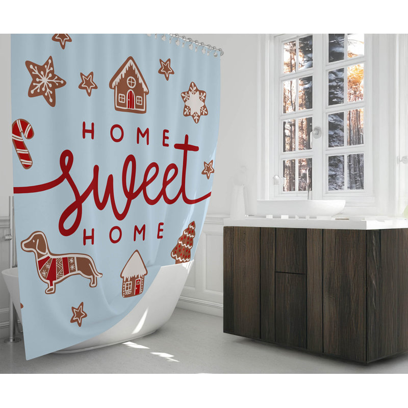 Rideau de douche ultra-mince Gingerbread Home Sweet Home, Argent