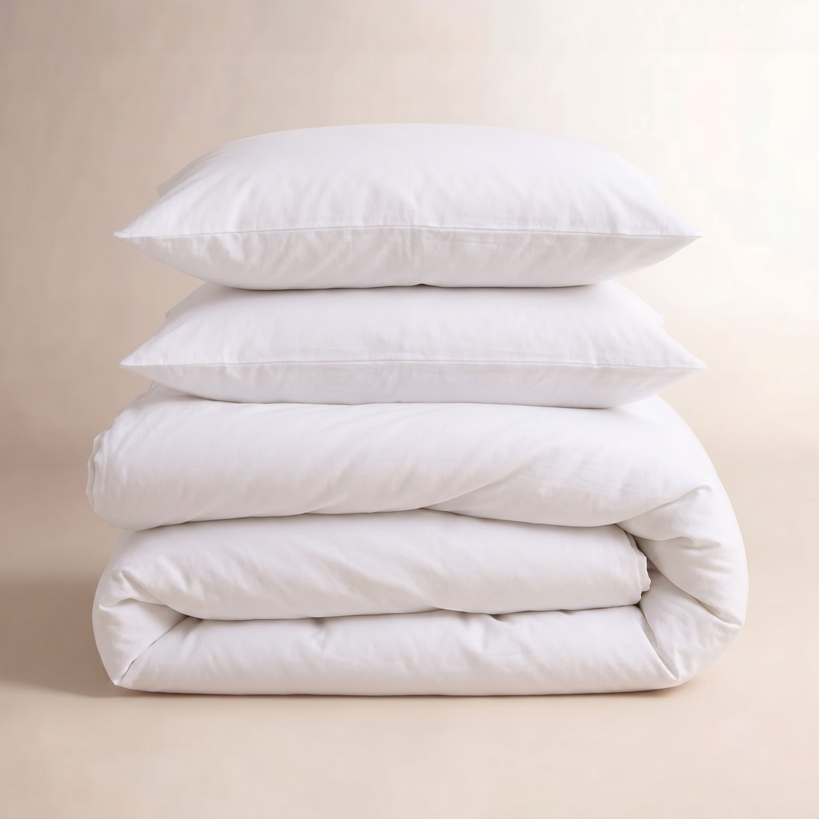 French Linen Comforter Set, Queen Comforter + 2 Standard Pillow Sham, White