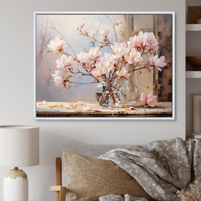 " Pink Beige Magnolias Romantic Impression "
