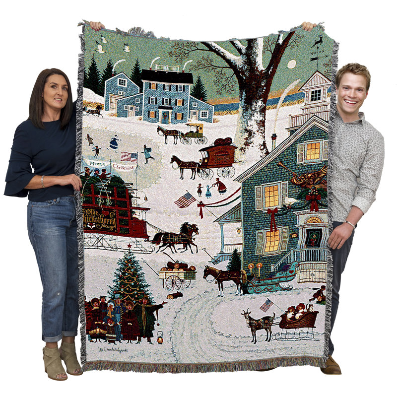 Pure Country Weavers Cape Cod Christmas Blanket by Charles Wysocki - Early America Gift Tapestry Throw Woven from Cotton - Made in The USA (72x54)