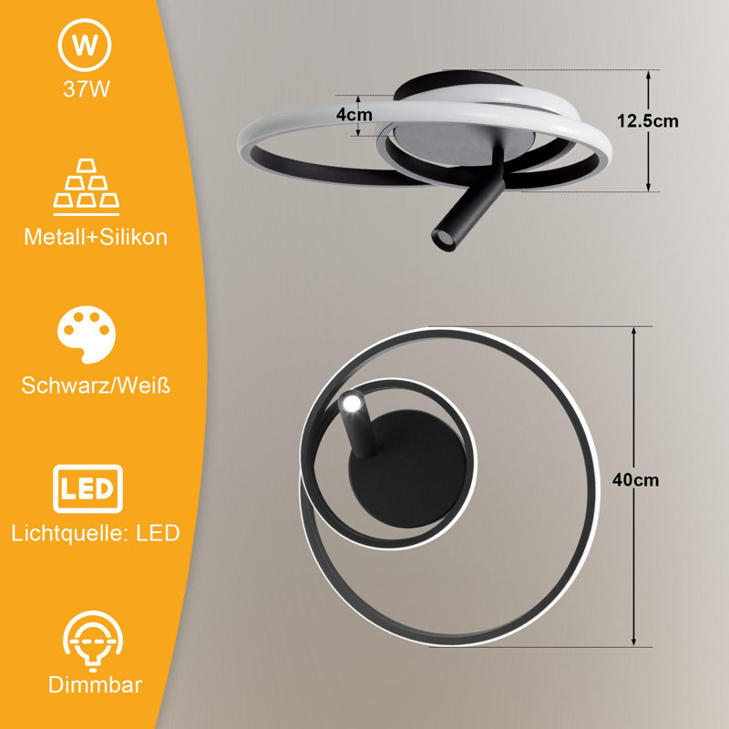 LED Semi Flush Mount, Matte Black