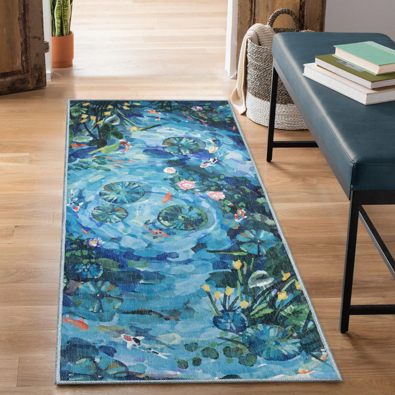 Tapis d'intérieur / extérieur Charron Peace Pond, Tapis de couloir 1 pi 11 po x 4 pi 11 po