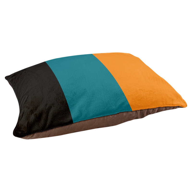 Coussin pour chien hockey Las Vegas, Moyen (H 14 po x l 40 po x P 30 po), Noir / bleu sarcelle foncé du Pacifique / orange