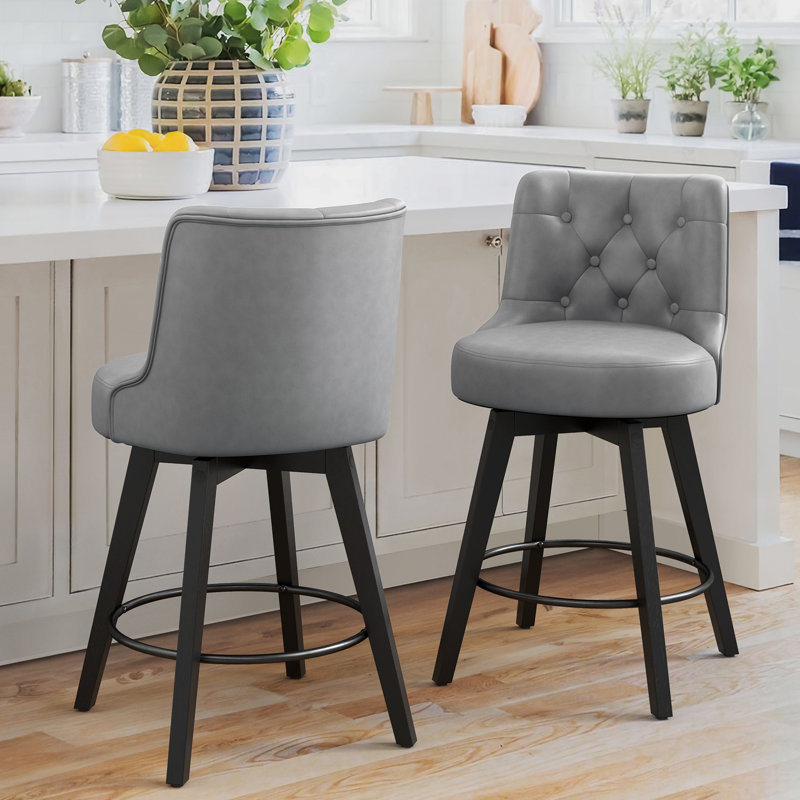Tabouret de comptoir pivotant 26,7 po Arleine, Gris foncé