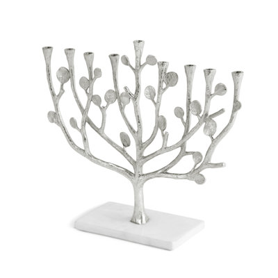 Botanical Leaf Marble Menorah