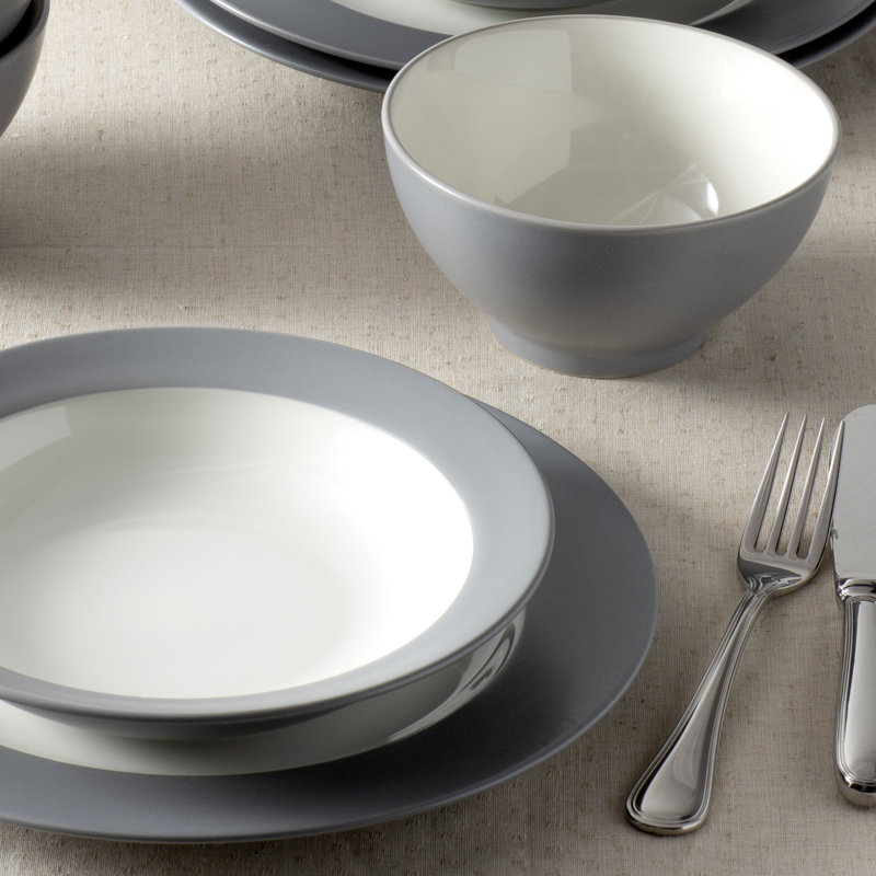 Noritake Colorwave 12-Piece Rim Dinnerware Set, Service for 4, Slate