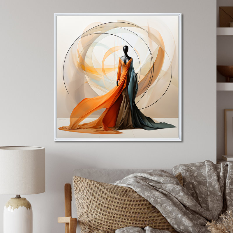 Abstrait contemporain danseur africain I - art mural femme afro-américaine, Blanc, H 36 po x l 36 po